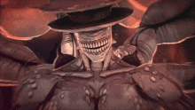 a cartoon drawing of a monster with a big smile on his face