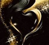 black and gold hearts on a black background with stars