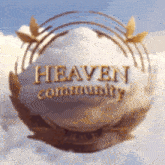 a logo for the heaven community with a globe in the middle