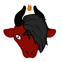 a drawing of a bull with horns and a pentagram on its head