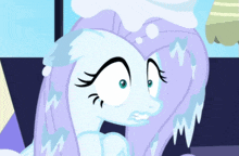 a cartoon of a pony with ice on her face