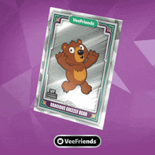 a card with a grizzly bear on it that says ' veefriends ' on it