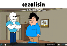a cartoon of a man standing next to another man with the word cezalisin on the top