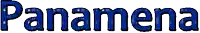 the word panamena is written in blue and black