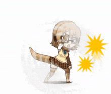 a cartoon drawing of a girl with glasses and a tail