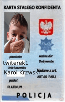 a passport with a picture of a boy and the name karol krzwsk on it