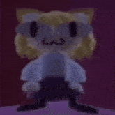 a cartoon cat with glasses and a mustache is dancing in the dark .