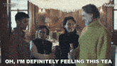 an advertisement for nine perfect strangers shows a man in a green sweater