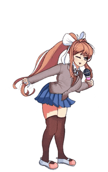 a cartoon of a girl holding a microphone with the word tokyo on her shirt