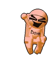 a cartoon character with the name dave written on his chest