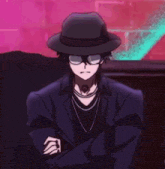 two anime characters are standing next to each other and one is pointing up