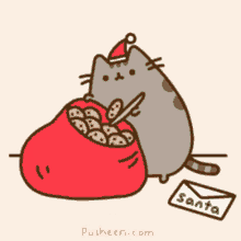 Kitty Putting Cookies In A Bag GIF