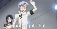 a cartoon character says goodnight chat while standing next to another character