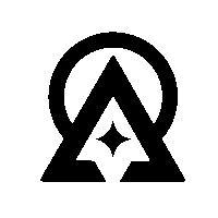 a black triangle with a diamond in the middle and a circle around it
