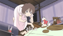 a cartoon of a girl with the name alice on the bottom
