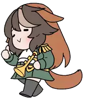 a cartoon of a girl playing a trumpet