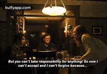 a screenshot from kulfyapp.com shows a woman talking to two men