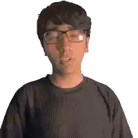 a man wearing glasses and a shirt that says jacob on it