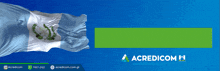 an advertisement for acredicom shows a waving flag