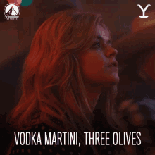 Vodka Martini Three Olives Young Beth GIF - Vodka Martini Three Olives Young Beth Yellowstone GIFs