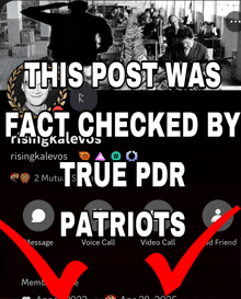 a facebook post that says this post was fact checked by true pdr