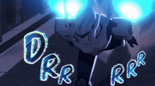 a cartoon character is flying through the air with the words rrr rrr written behind him