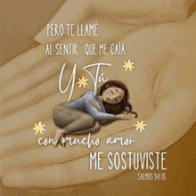 a picture of a woman laying in someone 's hand with the words pero te llamame al sentir que me caia y * ta