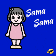a drawing of a girl with the name sama written in white on a blue background