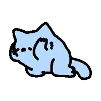 a drawing of a blue cat with a smiley face