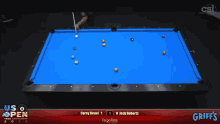 a pool table with a scoreboard that says griffs