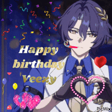 a picture of a man making a heart shape with his hand and the words happy birthday vezzy