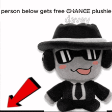 a person below gets free chance plushies davey