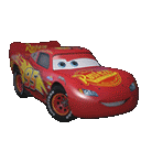 a toy car from the movie cars is sitting on a white background .