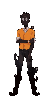 a cartoon drawing of a man with a watch on his wrist standing with his arms crossed