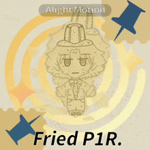 a drawing of a man in a top hat with the words fried p1r below it