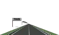 a sign on the side of the road says going