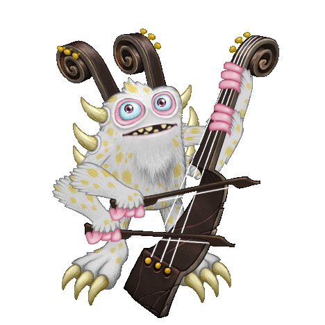 a cartoon monster is playing a violin with a bow