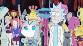 a group of cartoon characters including rick and morty standing next to each other