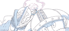 a drawing of a man holding a shield and a sword with a watermark that says j.d. russell