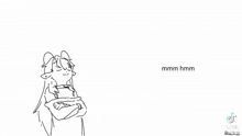 a black and white drawing of a person with their arms crossed and the words `` mmmm hmm '' .