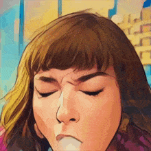 a cartoon drawing of a woman making a funny face