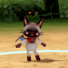 a cat with bat wings and a bow tie