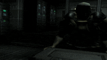 a video game character is glowing green in a room