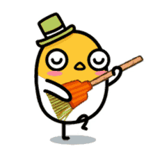 egg clean dance sweeping broom