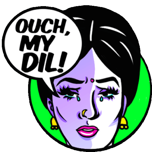Hurt Woman Saying "Ouch My Heart!" In Hindi Sticker - Obscure Emotions Ouch My Dil Cry Stickers