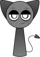 a cartoon drawing of a cat with a tail