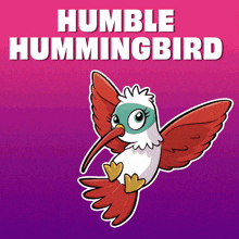 a cartoon hummingbird with the words humble hummingbird written above it