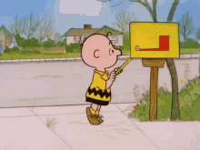 mailbox charlie brown mail looking anxious
