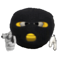a cartoon character wearing a black mask and holding a gun .