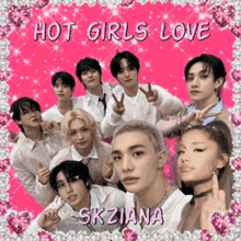 a group of young men and women posing for a picture with the words hot girls love written above them